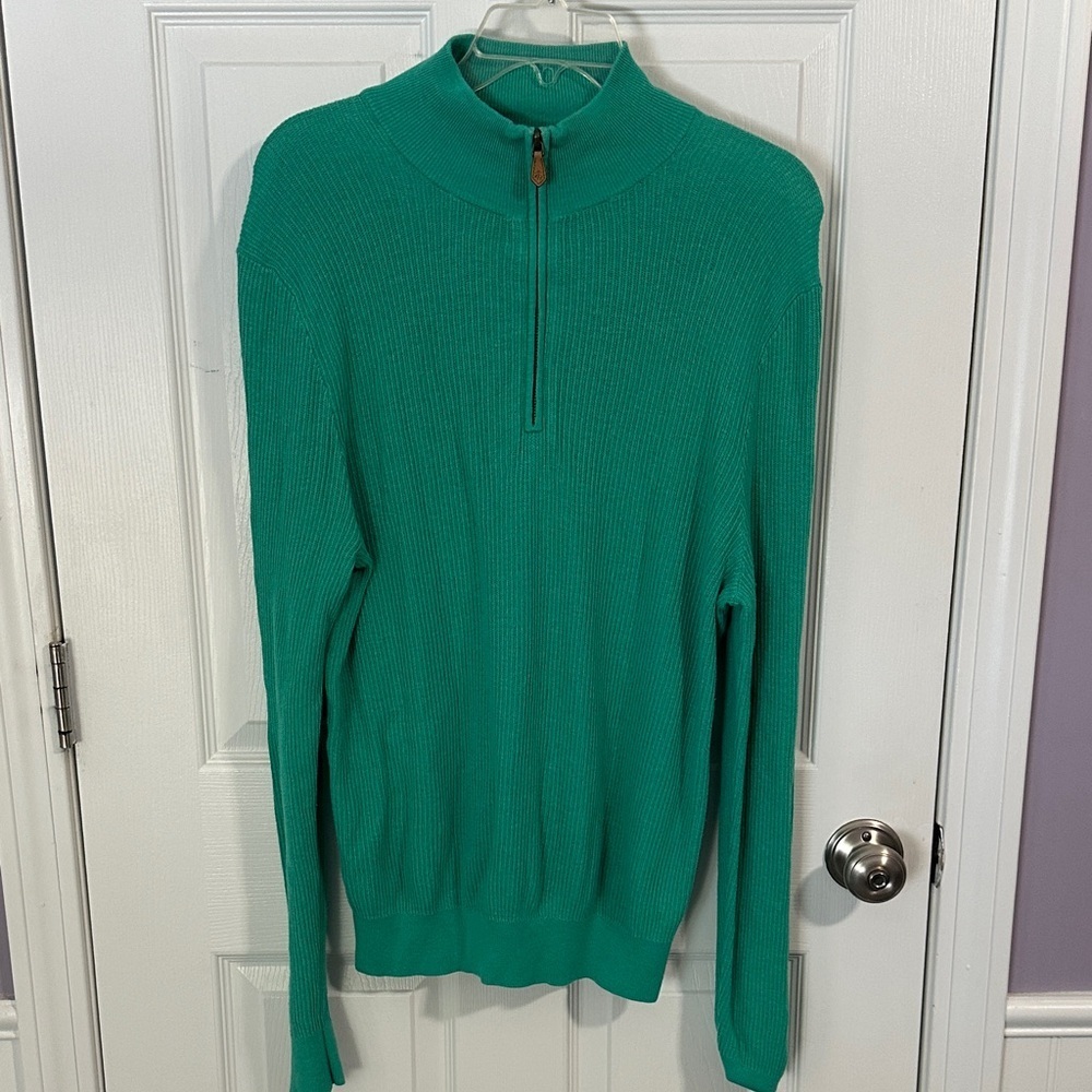 Brooks Brothers Turquoise Knit Half-Zip Sweater
